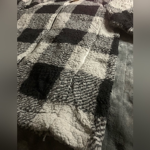 Womens Oversized Sherpa Jacket Fuzzy Fleece Jackets Zip Up Outerwear - Picture 5 of 10